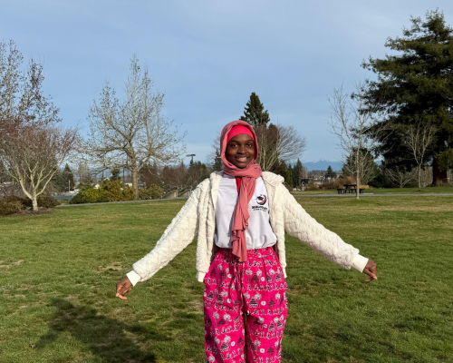 Student with backpack